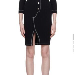 Moschino Jeans Black Cotton Stretch Pencil Skirt with White Trim